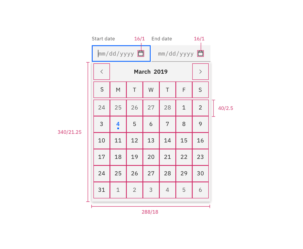 Structure for date picker